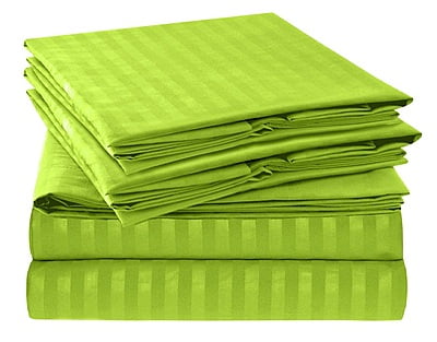 Pillow Cover Non-Framed Glace Cotton 300 TC - Striped - Parrot Green