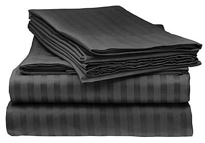 Pillow Cover Non-Framed Glace Cotton 300 TC - Striped - Black