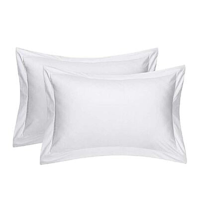 Pillow Cover Framed 100% Cotton 300 TC Percale - Plain - White Pillow Cover Framed 100% Cotton 300 TC Percale - Plain - White
