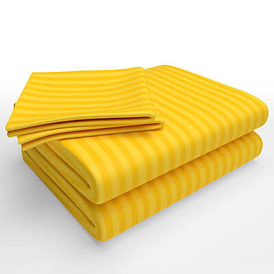 Pillow Cover Non-Framed Glace Cotton 300 TC - Striped - Yellow