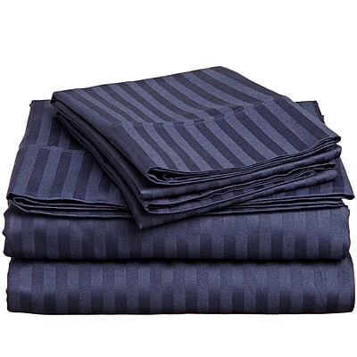 Pillow Cover Framed Glace Cotton 300 TC - Striped - Navy Blue